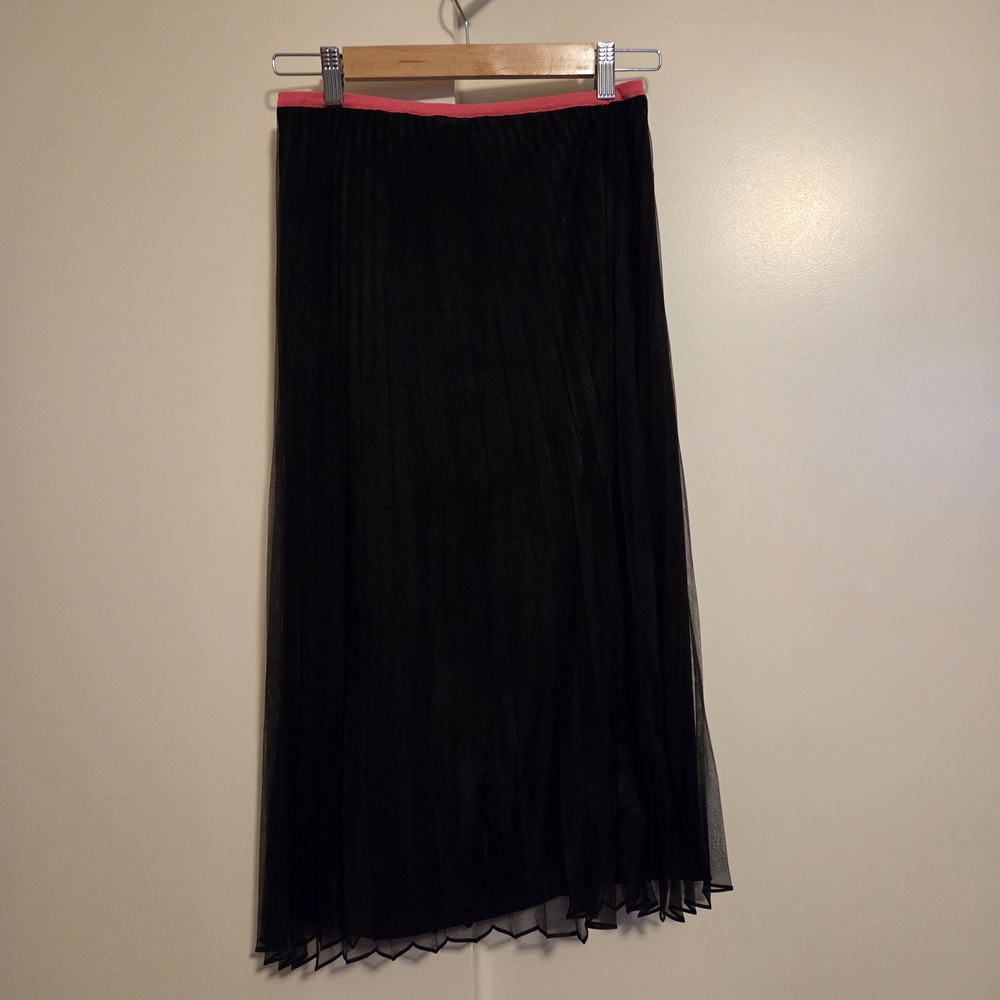 Helmut Lang Black Maxi A-Line Pleated Skirt
